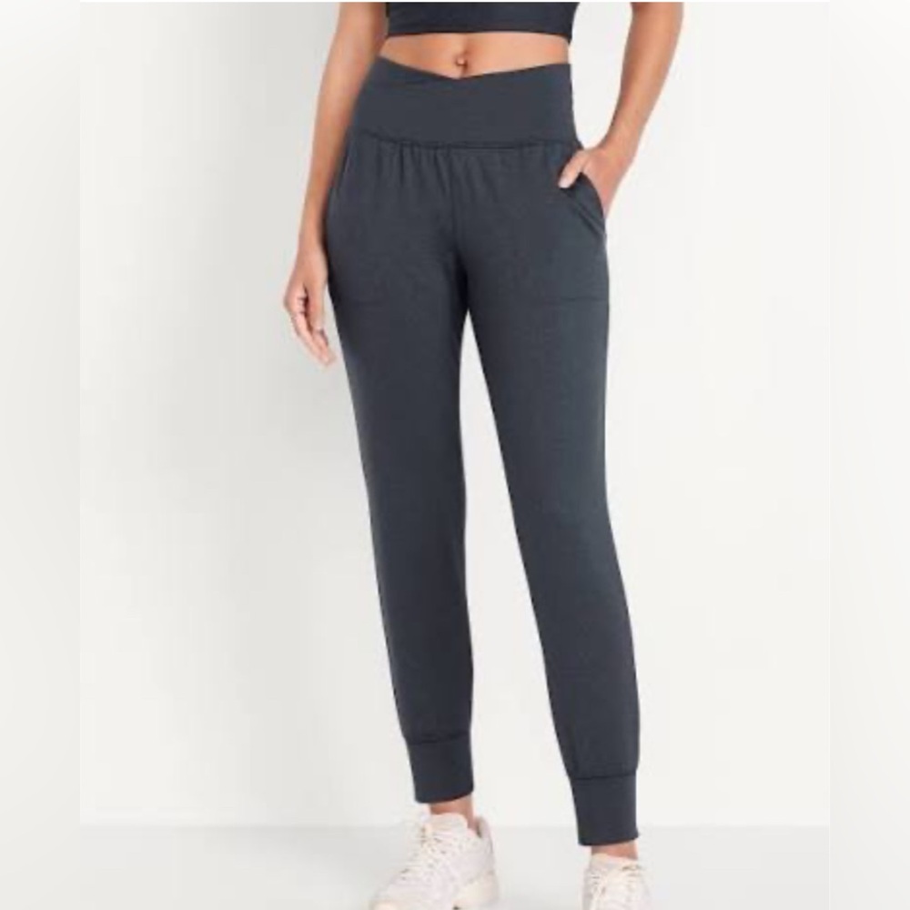 Old Navy Women's Heathered Navy Blue High-Waisted Joggers